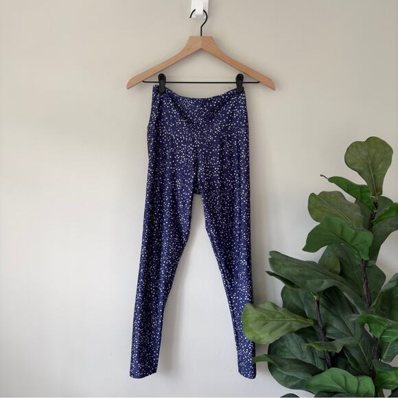 Onzie Star Print Athletic Leggings Blue White Ankle Athleisure Workout Active S - Picture 1 of 7